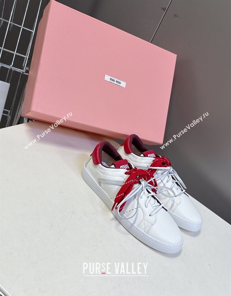 Miu Miu Leather Sneakers White/Red 2025 MIU082601 (MD-250826010)