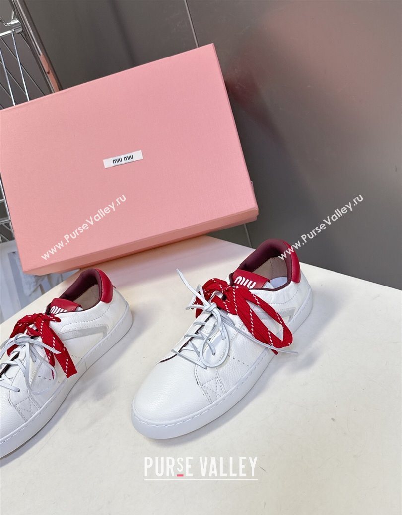 Miu Miu Leather Sneakers White/Red 2025 MIU082601 (MD-250826010)