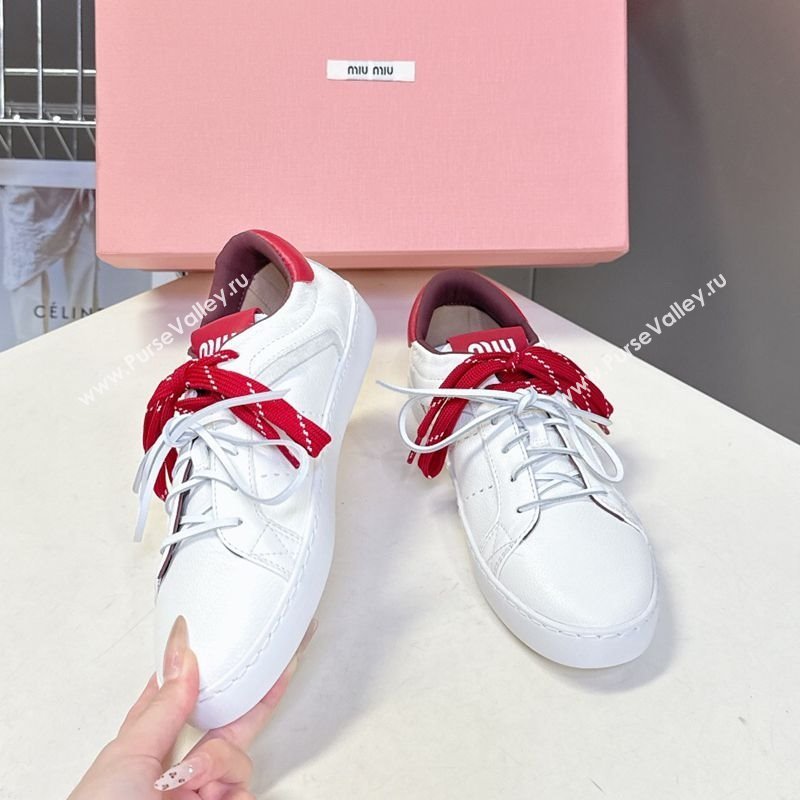 Miu Miu Leather Sneakers White/Red 2025 MIU082601 (MD-250826010)