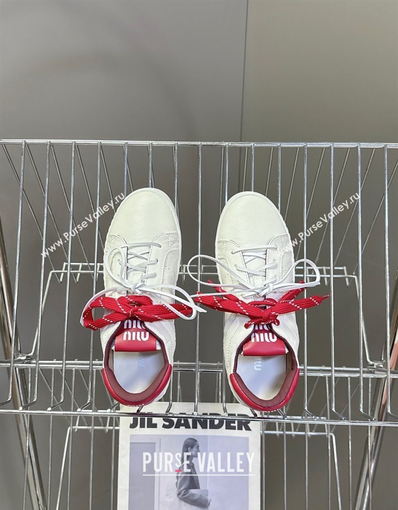 Miu Miu Leather Sneakers White/Red 2025 MIU082601 (MD-250826010)