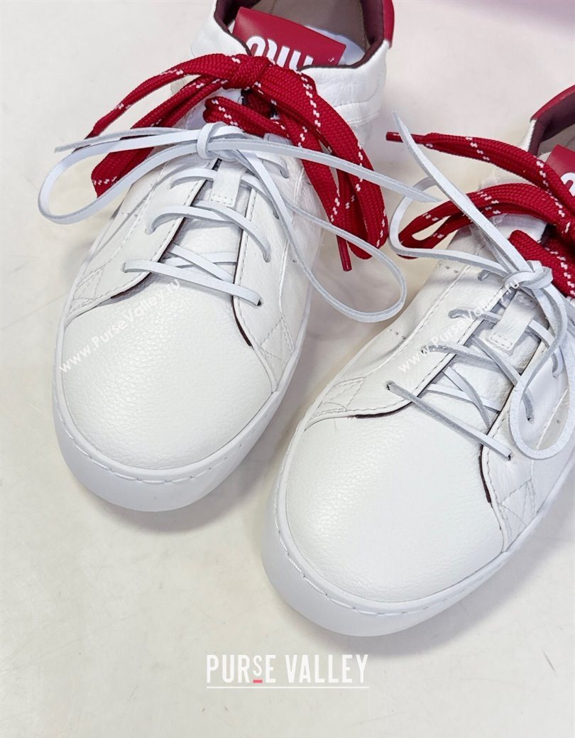 Miu Miu Leather Sneakers White/Red 2025 MIU082601 (MD-250826010)