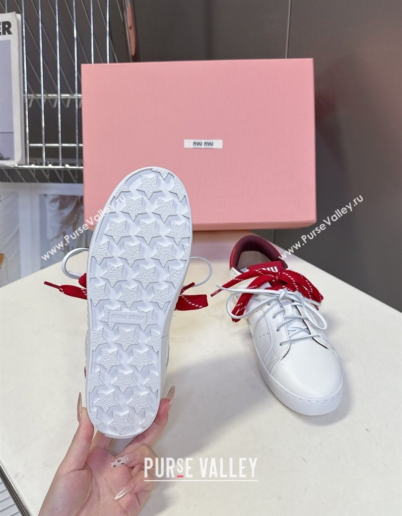 Miu Miu Leather Sneakers White/Red 2025 MIU082601 (MD-250826010)
