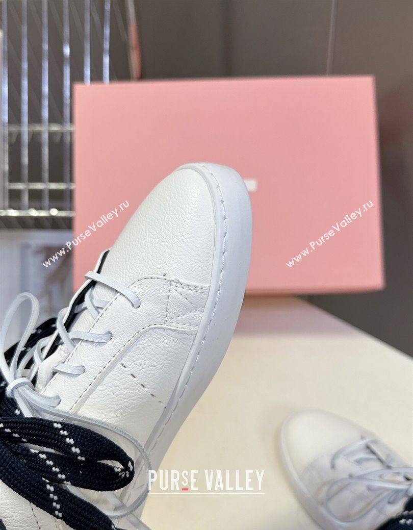 Miu Miu Leather Sneakers White/Dark Blue 2025 MIU082601 (MD-250826011)