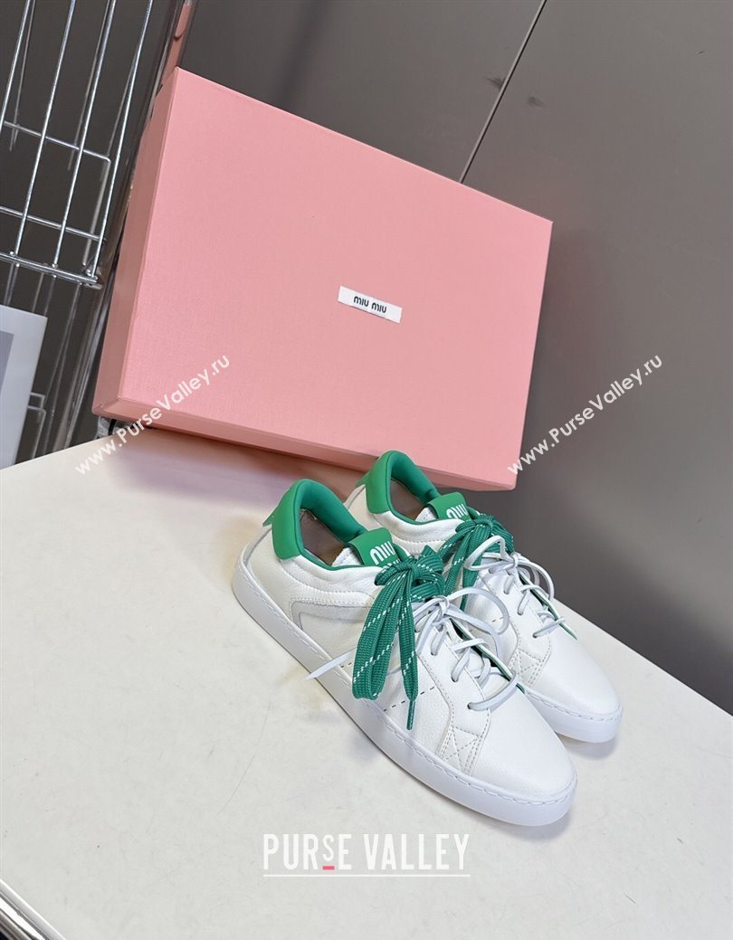 Miu Miu Leather Sneakers White/Green 2025 MIU082601 (MD-250826012)