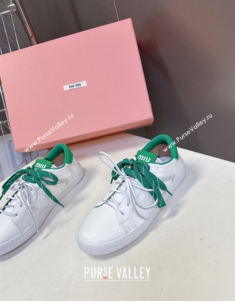 Miu Miu Leather Sneakers White/Green 2025 MIU082601 (MD-250826012)