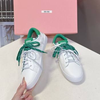 Miu Miu Leather Sneakers White/Green 2025 MIU082601 (MD-250826012)