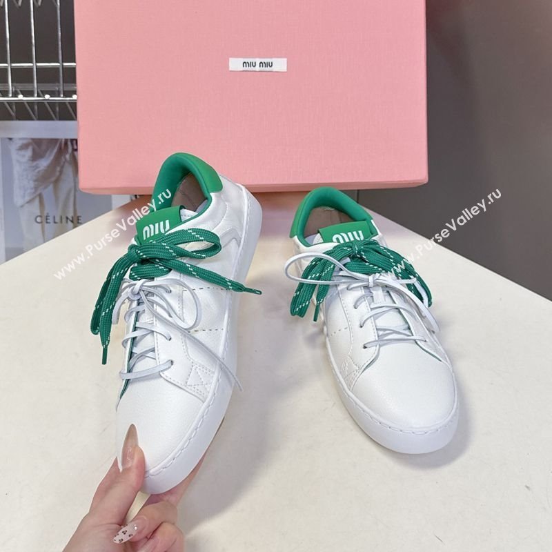 Miu Miu Leather Sneakers White/Green 2025 MIU082601 (MD-250826012)