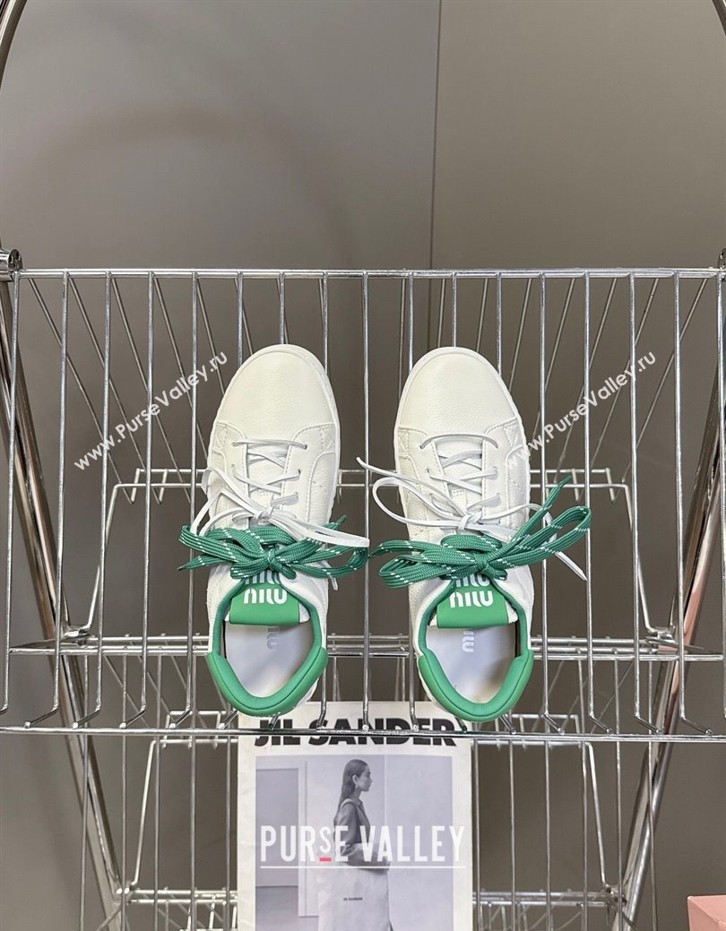 Miu Miu Leather Sneakers White/Green 2025 MIU082601 (MD-250826012)