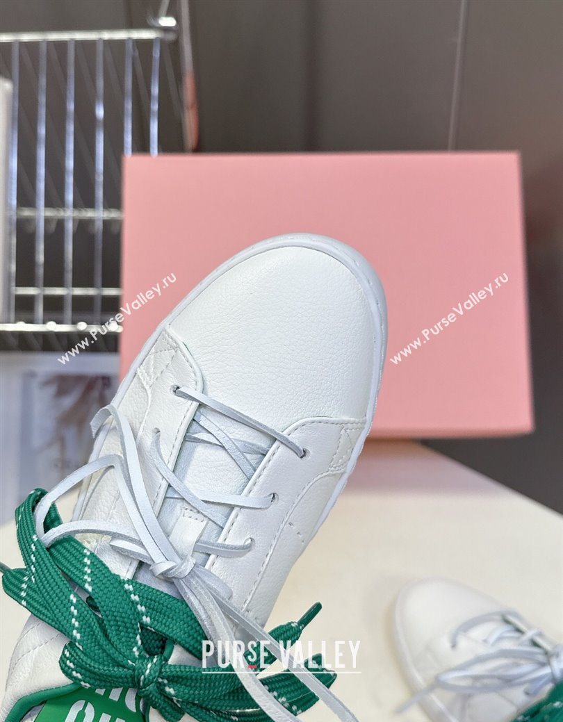 Miu Miu Leather Sneakers White/Green 2025 MIU082601 (MD-250826012)