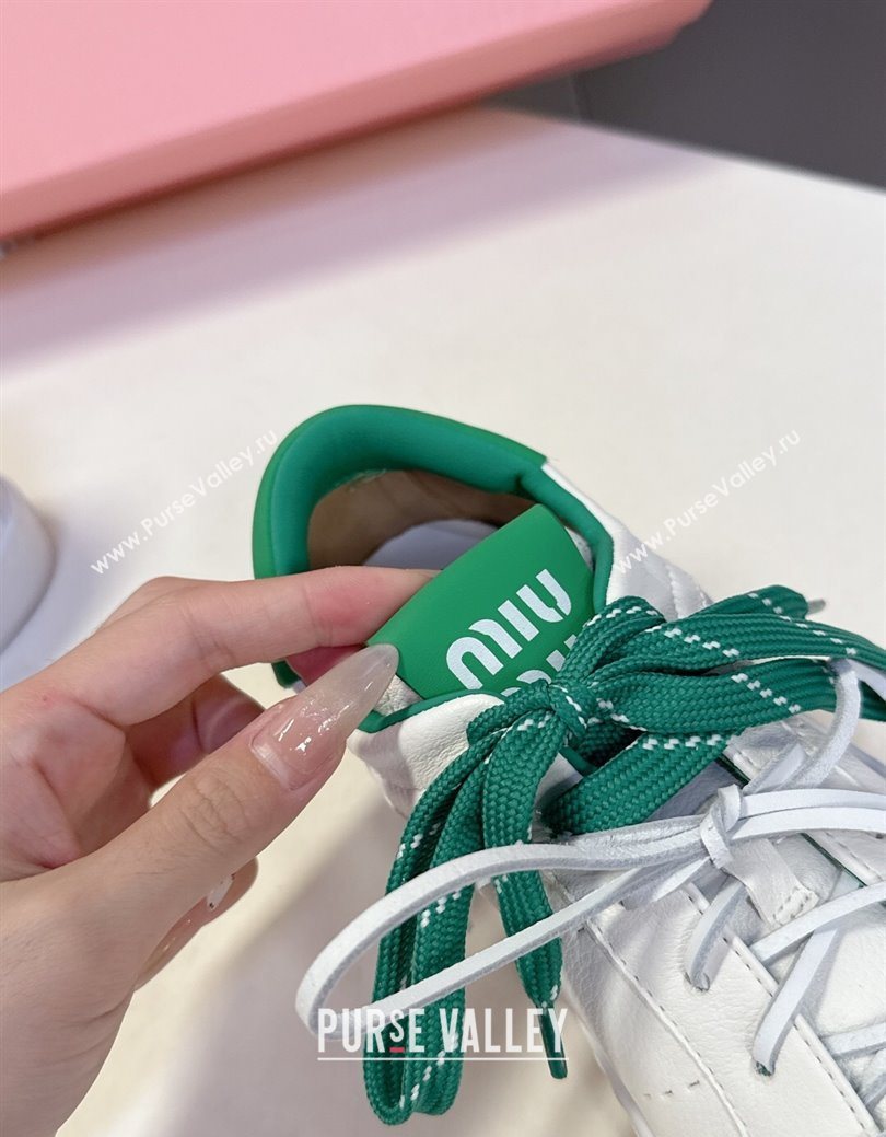 Miu Miu Leather Sneakers White/Green 2025 MIU082601 (MD-250826012)