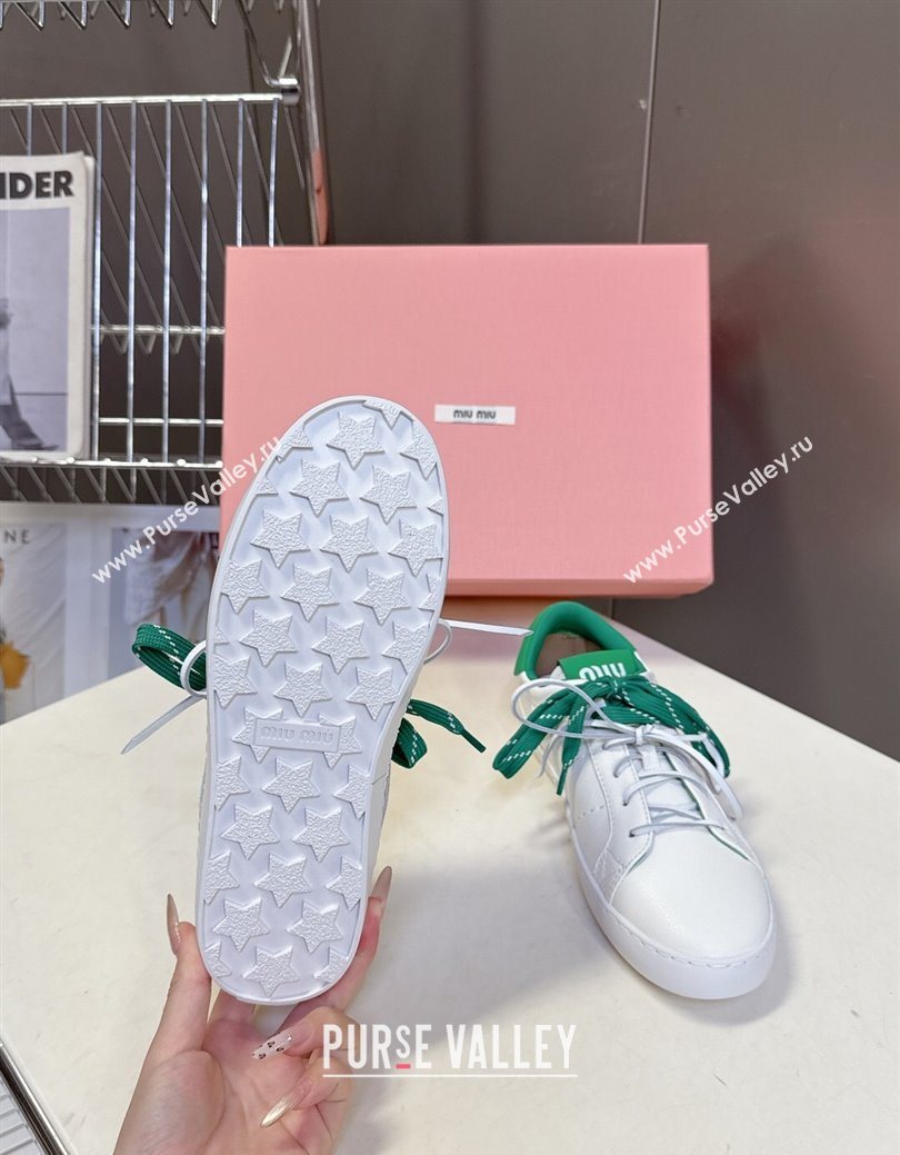 Miu Miu Leather Sneakers White/Green 2025 MIU082601 (MD-250826012)