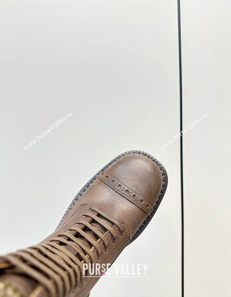 Miu Miu Leather Ankle Boots with Zipper Cocoa Brown 2025 MIU082602 (MD-250826015)