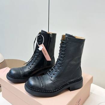 Miu Miu Leather Ankle Boots with Zipper Black 2025 MIU082602 (MD-250826016)