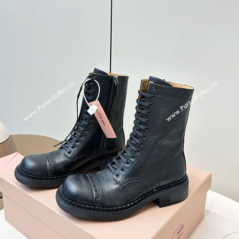 Miu Miu Leather Ankle Boots with Zipper Black 2025 MIU082602 (MD-250826016)