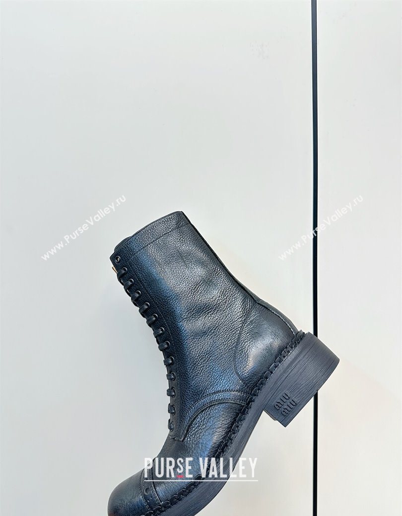 Miu Miu Leather Ankle Boots with Zipper Black 2025 MIU082602 (MD-250826016)