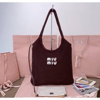 Miu Miu Knit tote bag Brown 2025 5BG231 (JD-250926010)