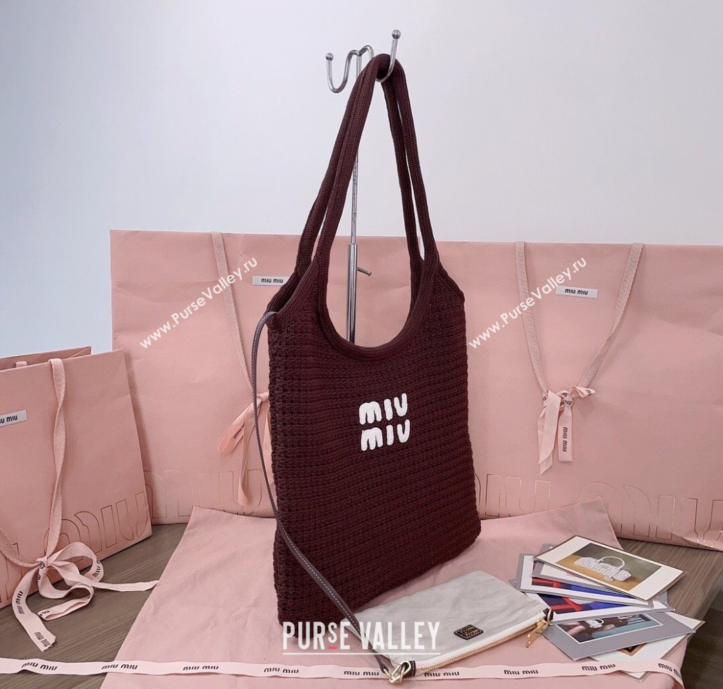 Miu Miu Knit tote bag Brown 2025 5BG231 (JD-250926010)