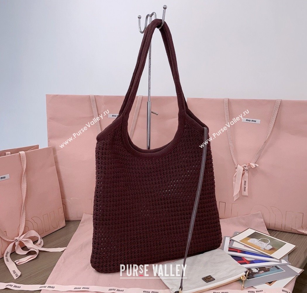 Miu Miu Knit tote bag Brown 2025 5BG231 (JD-250926010)