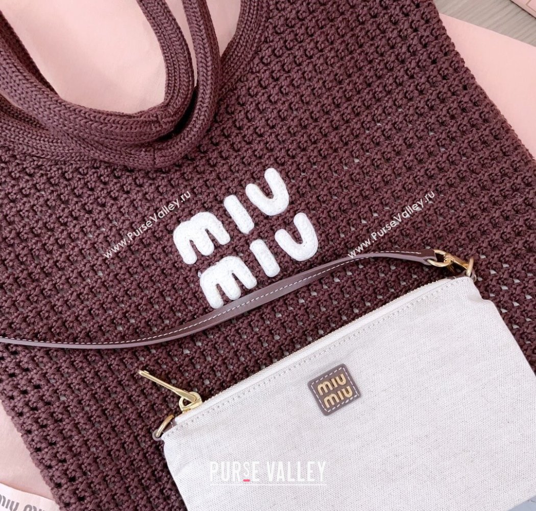 Miu Miu Knit tote bag Brown 2025 5BG231 (JD-250926010)