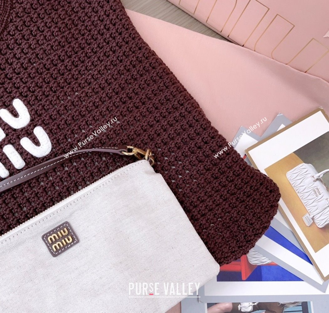 Miu Miu Knit tote bag Brown 2025 5BG231 (JD-250926010)