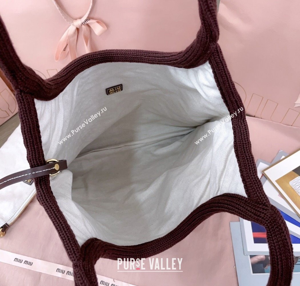 Miu Miu Knit tote bag Brown 2025 5BG231 (JD-250926010)