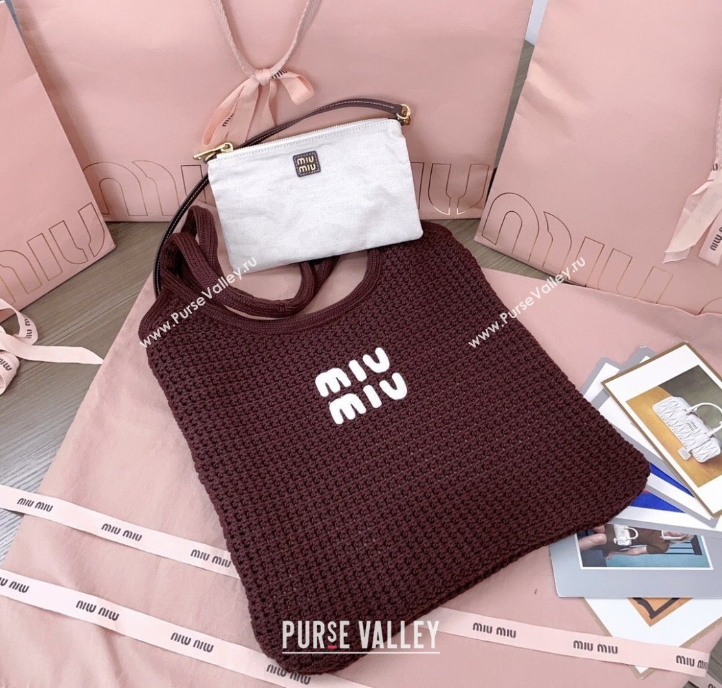 Miu Miu Knit tote bag Brown 2025 5BG231 (JD-250926010)