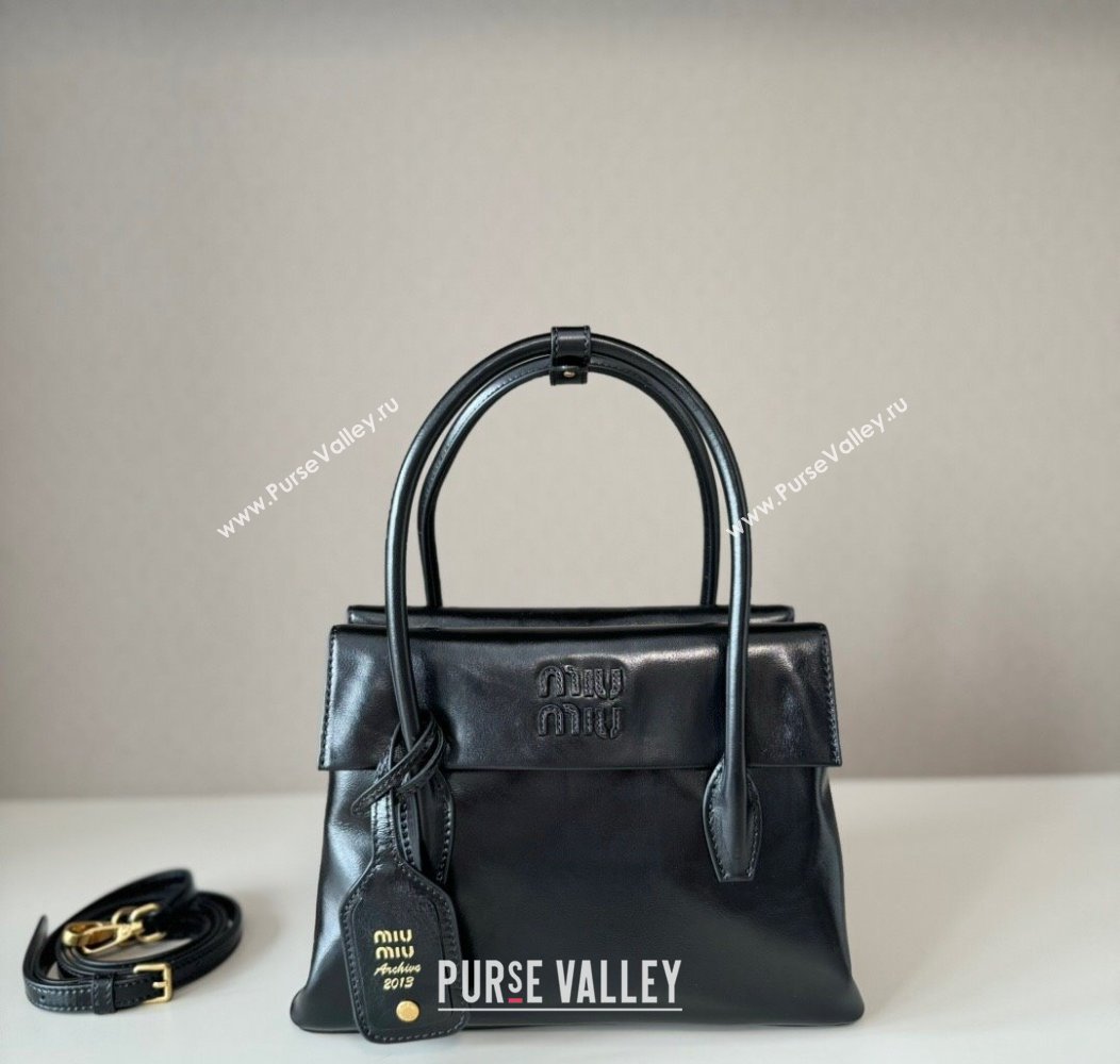 Miu Miu Solitaire leather bag Black 2025 5BA303 (nana-250926012)