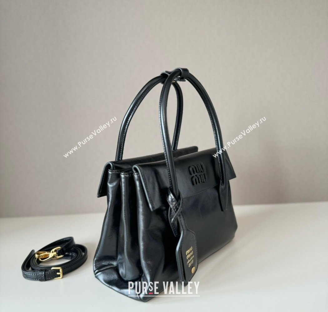 Miu Miu Solitaire leather bag Black 2025 5BA303 (nana-250926012)