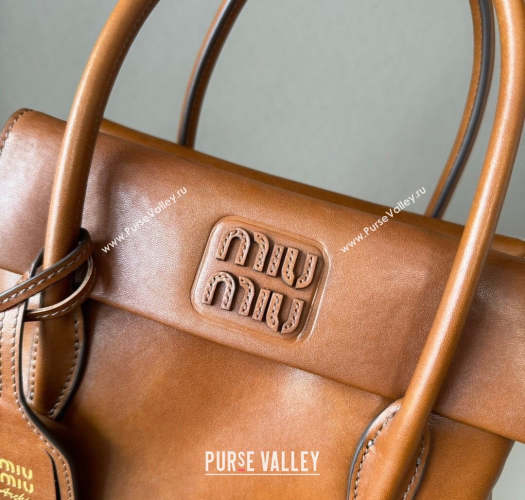 Miu Miu Solitaire leather bag Brown 2025 5BA303 (nana-250926014)