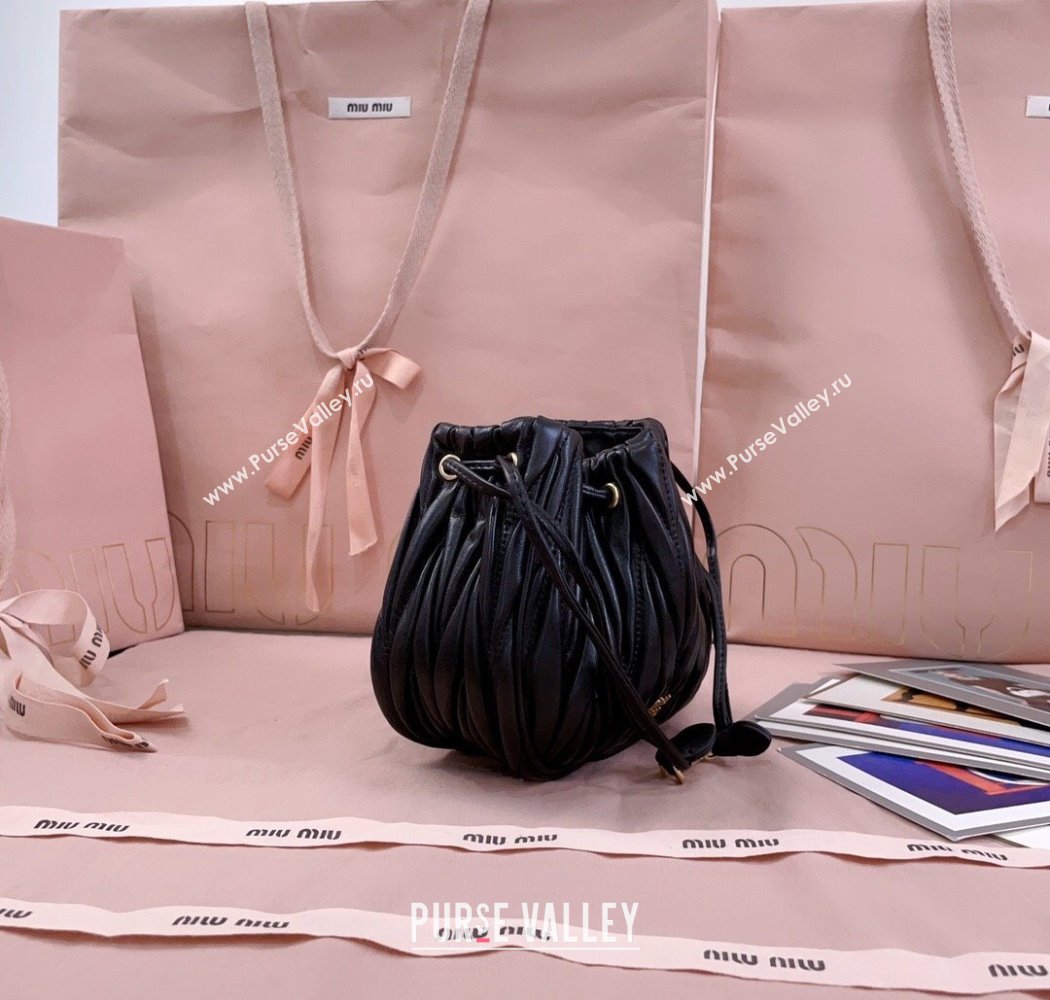 Miu Miu Matelasse Nappa Leather Pouch Black 2025 5ND022 (JD-250926002)