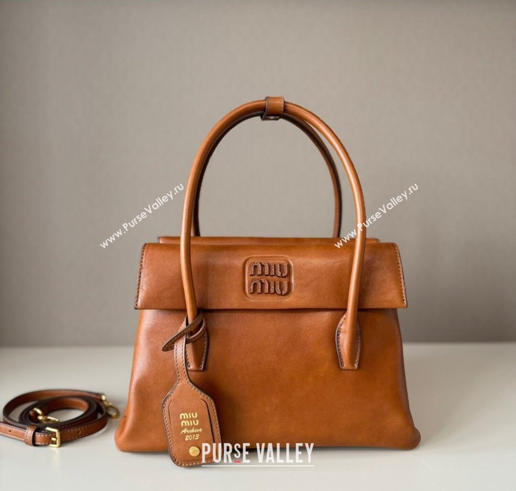 Miu Miu Solitaire leather bag Brown 2025 5BA302 (nana-250926013)