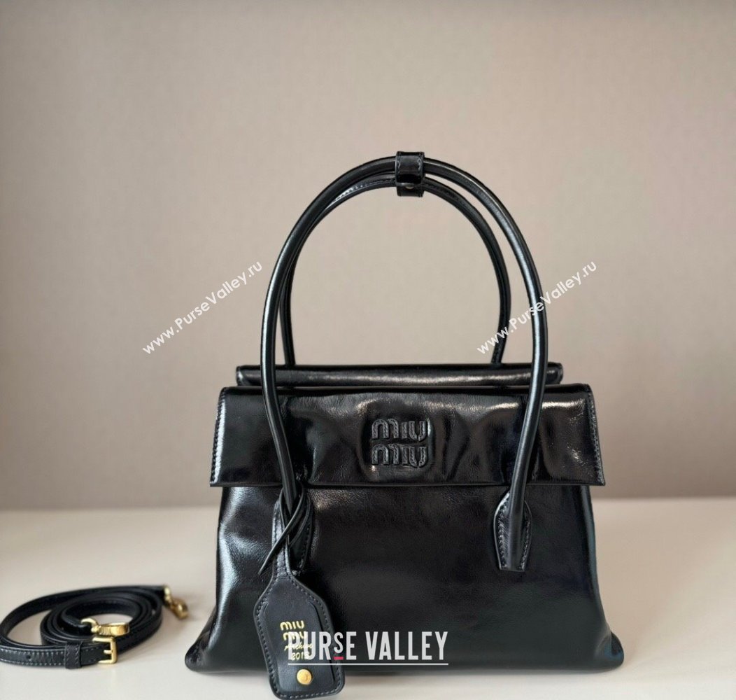 Miu Miu Solitaire leather bag Black 2025 5BA302 (nana-250926015)