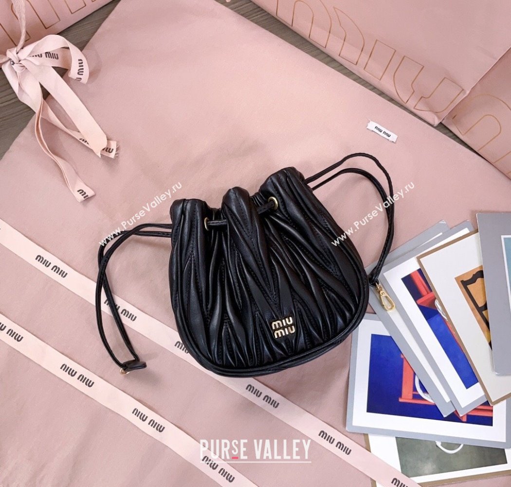 Miu Miu Matelasse Nappa Leather Pouch Black 2025 5ND022 (JD-250926002)