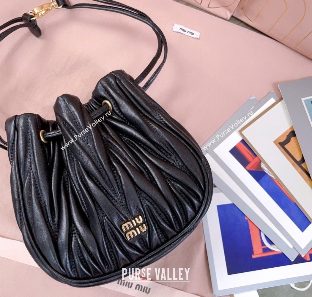 Miu Miu Matelasse Nappa Leather Pouch Black 2025 5ND022 (JD-250926002)