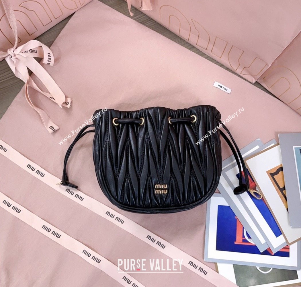Miu Miu Matelasse Nappa Leather Pouch Black 2025 5ND022 (JD-250926002)