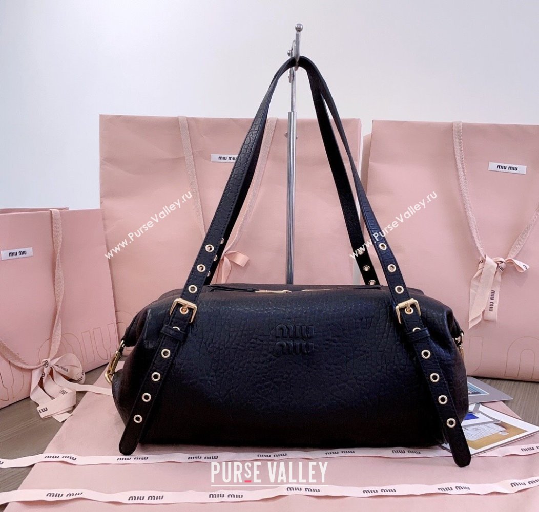 Miu Miu Lambskin Leather Shoulder Bag Black 2025 5BC190 (JD-250926019)