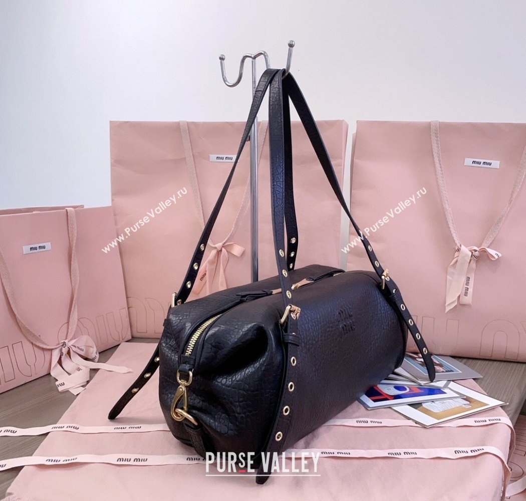 Miu Miu Lambskin Leather Shoulder Bag Black 2025 5BC190 (JD-250926019)