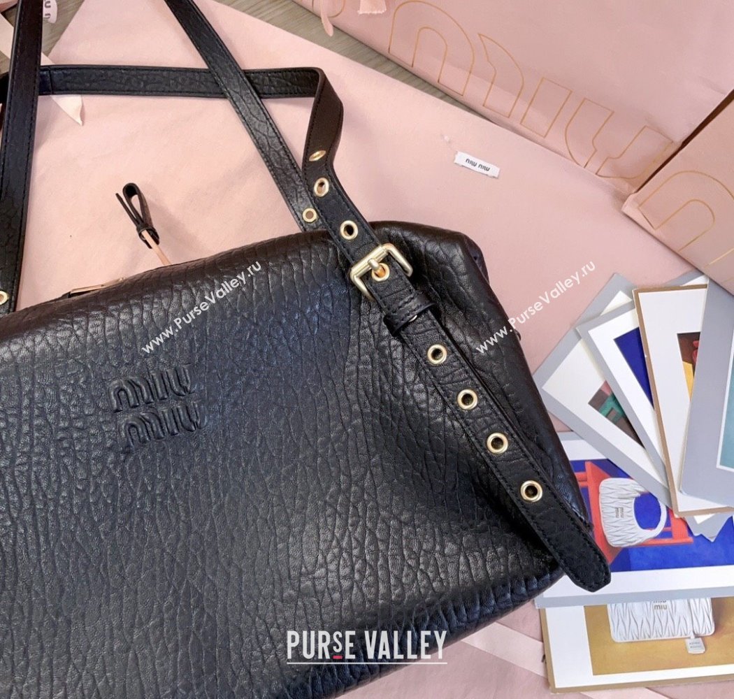 Miu Miu Lambskin Leather Shoulder Bag Black 2025 5BC190 (JD-250926019)