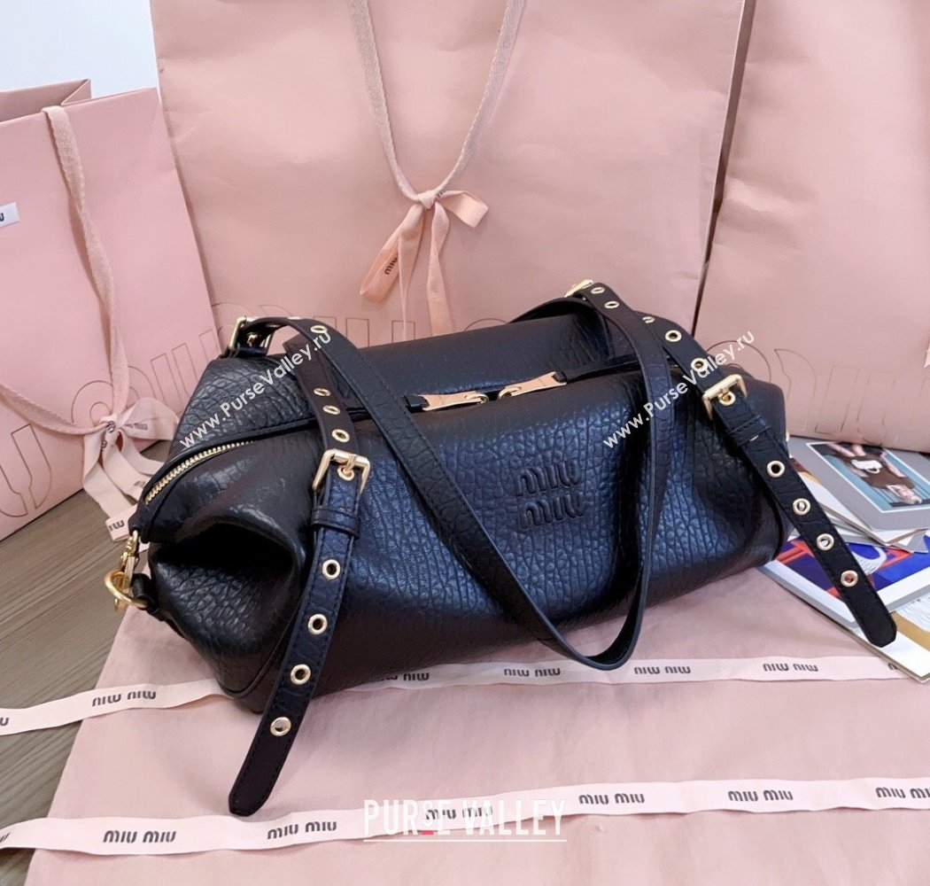 Miu Miu Lambskin Leather Shoulder Bag Black 2025 5BC190 (JD-250926019)