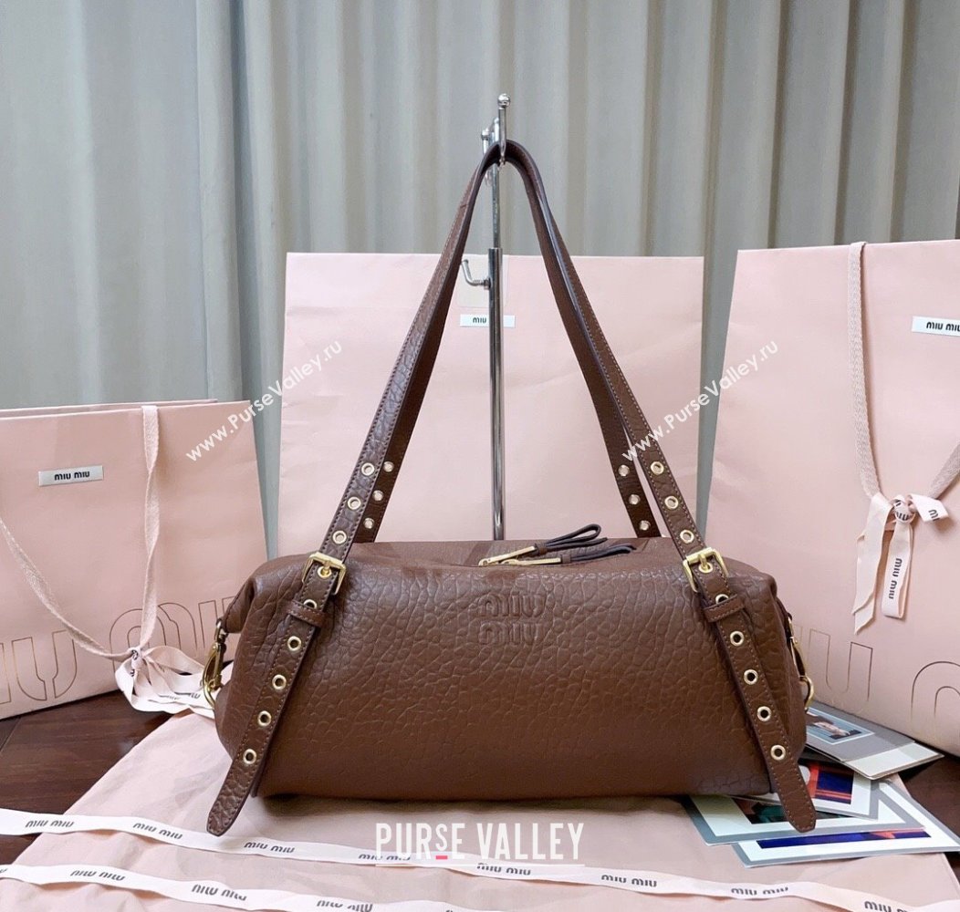 Miu Miu Lambskin Leather Shoulder Bag Brown 2025 5BC190 (JD-250926020)