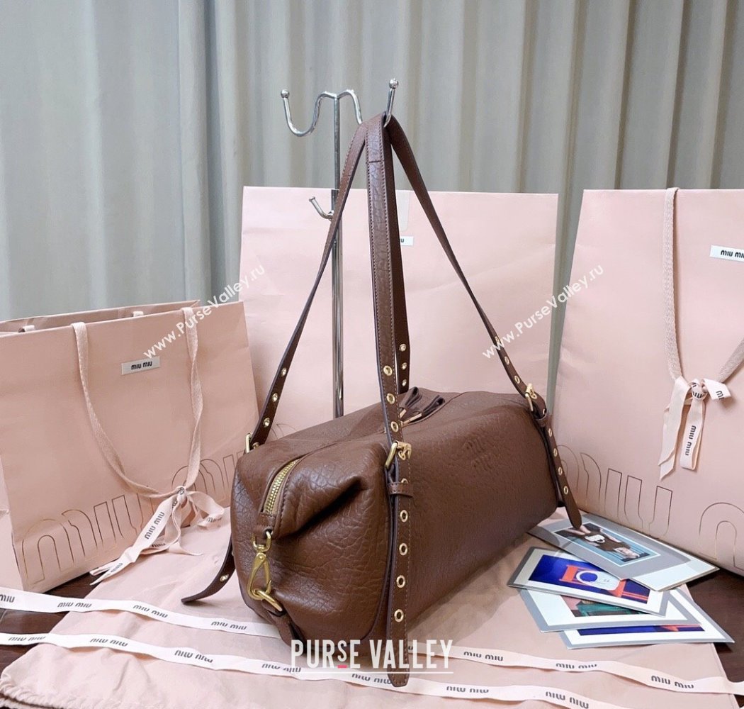 Miu Miu Lambskin Leather Shoulder Bag Brown 2025 5BC190 (JD-250926020)