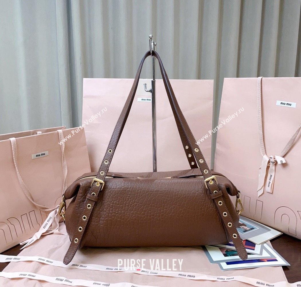 Miu Miu Lambskin Leather Shoulder Bag Brown 2025 5BC190 (JD-250926020)