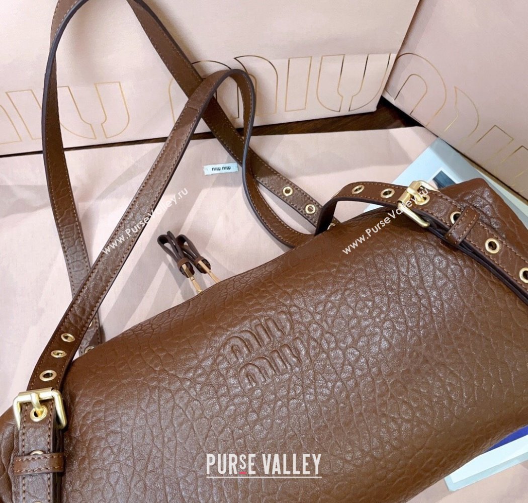Miu Miu Lambskin Leather Shoulder Bag Brown 2025 5BC190 (JD-250926020)