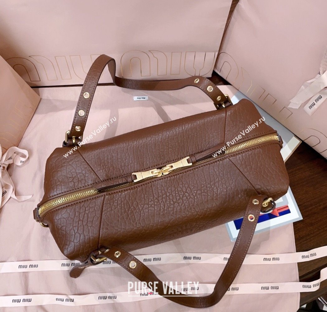 Miu Miu Lambskin Leather Shoulder Bag Brown 2025 5BC190 (JD-250926020)
