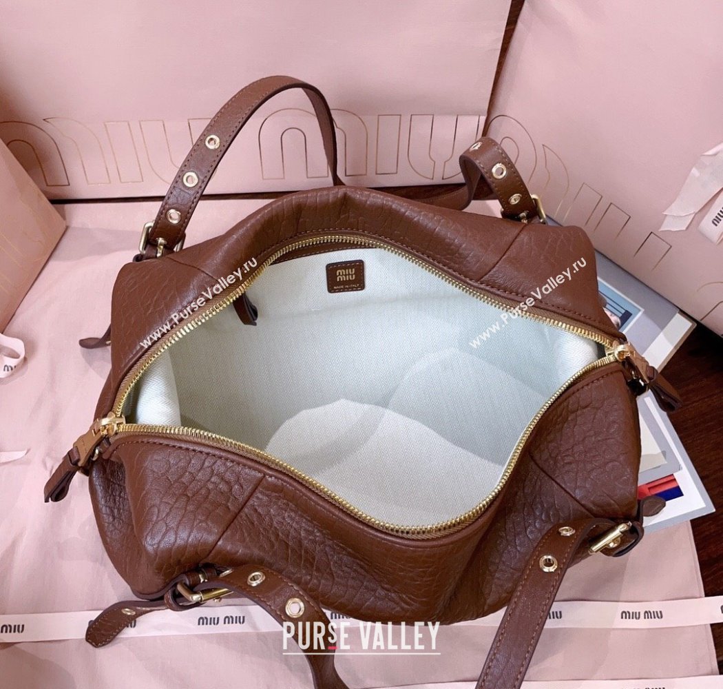 Miu Miu Lambskin Leather Shoulder Bag Brown 2025 5BC190 (JD-250926020)