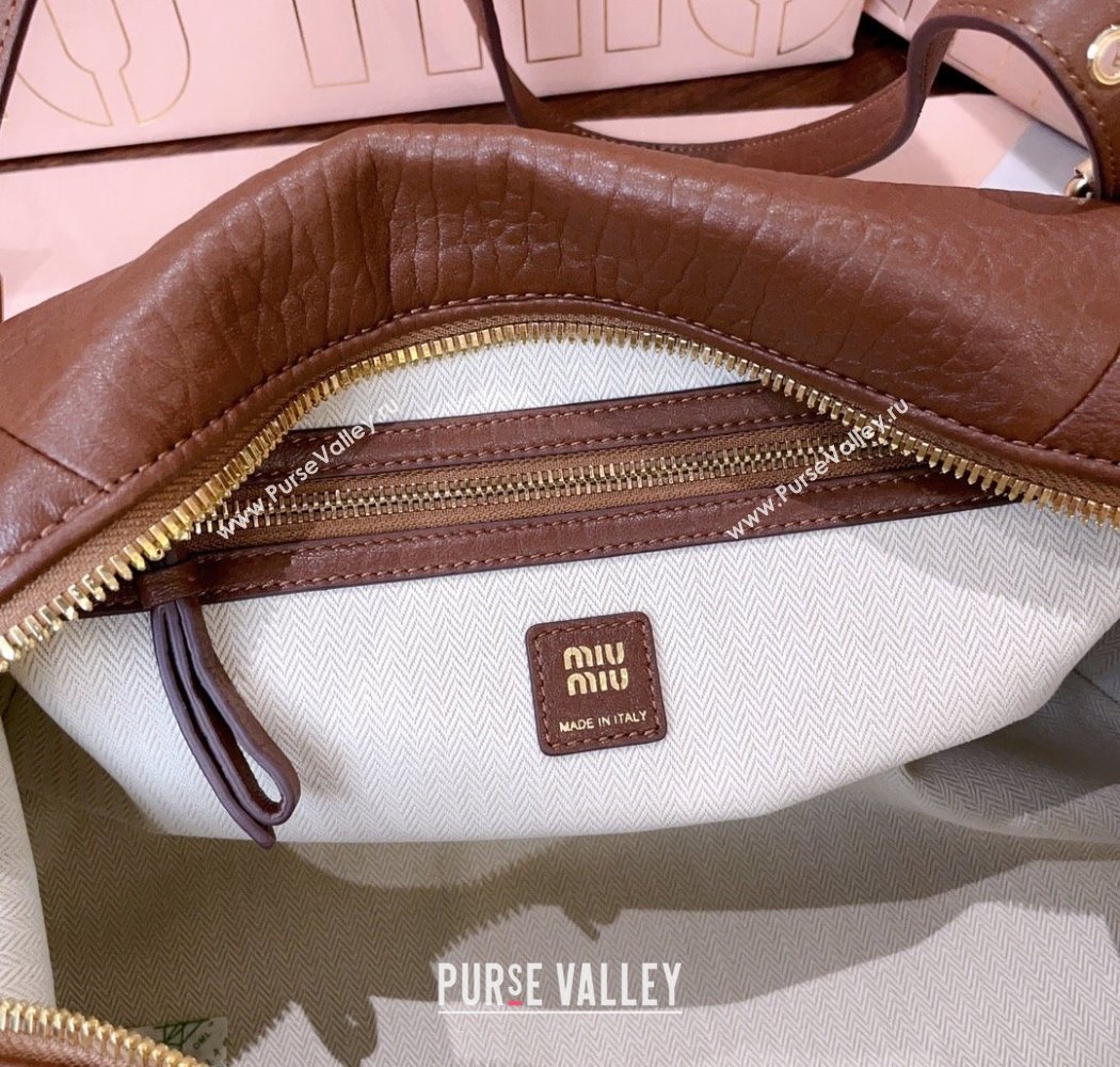 Miu Miu Lambskin Leather Shoulder Bag Brown 2025 5BC190 (JD-250926020)