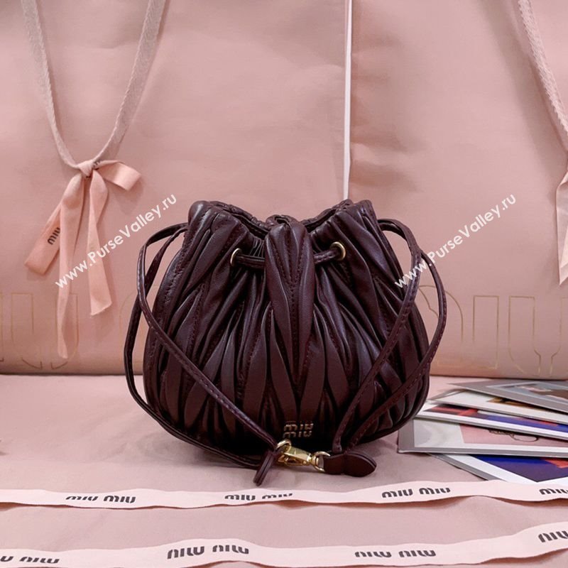 Miu Miu Matelasse Nappa Leather Pouch Burgundy 2025 5ND022 (JD-250926005)