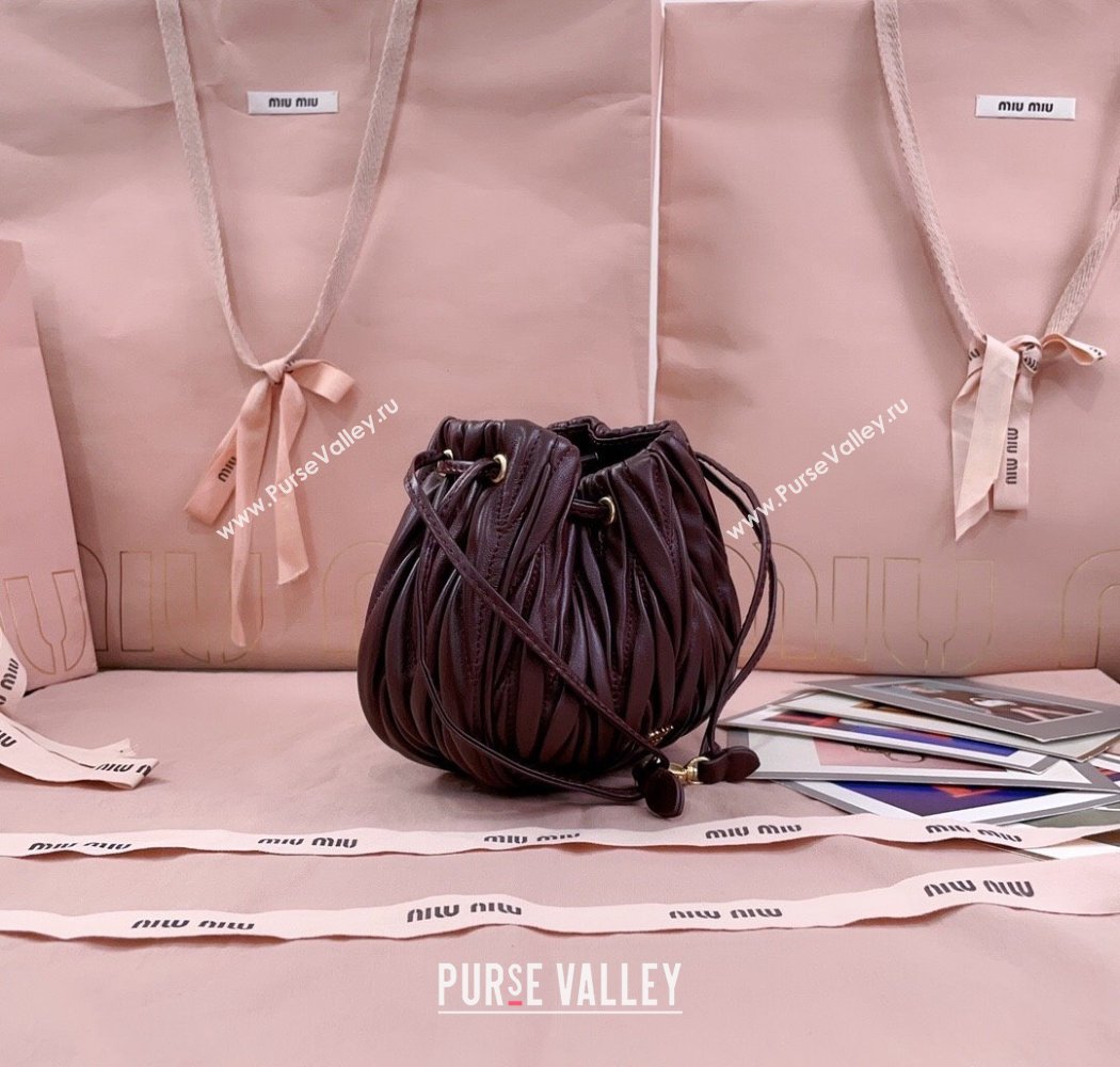 Miu Miu Matelasse Nappa Leather Pouch Burgundy 2025 5ND022 (JD-250926005)