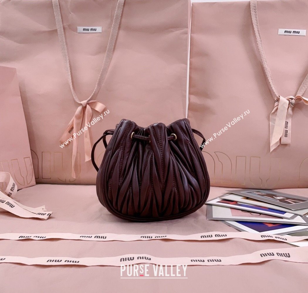 Miu Miu Matelasse Nappa Leather Pouch Burgundy 2025 5ND022 (JD-250926005)