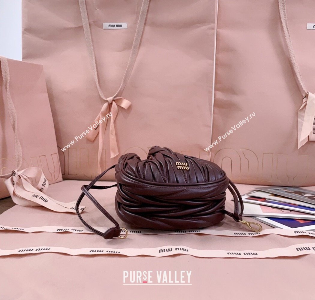 Miu Miu Matelasse Nappa Leather Pouch Burgundy 2025 5ND022 (JD-250926005)